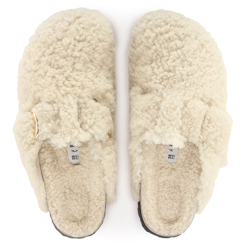 Boston Big Buckle Teddy - Eggshell Shearling||Boston à grosse boucle peluche - Fourrure coquille d'oeuf