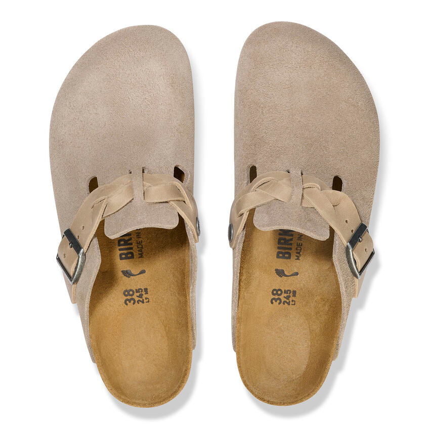 Boston Braided - Taupe Suede and Oiled Leather||Boston tressé - Suède et cuir huilé taupe