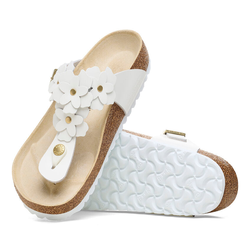 Gizeh Flowers - White Leather||Gizeh à fleurs - Cuir blanc