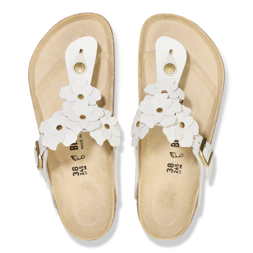 Gizeh Flowers - White Leather||Gizeh à fleurs - Cuir blanc