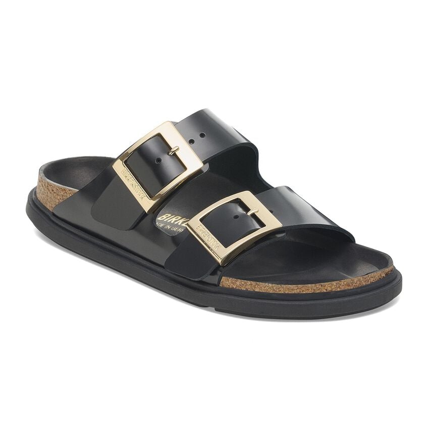 Arizona Droplet Buckle -  Black High Shine Leather||Arizona boucle droplet - Cuir noir très brillant