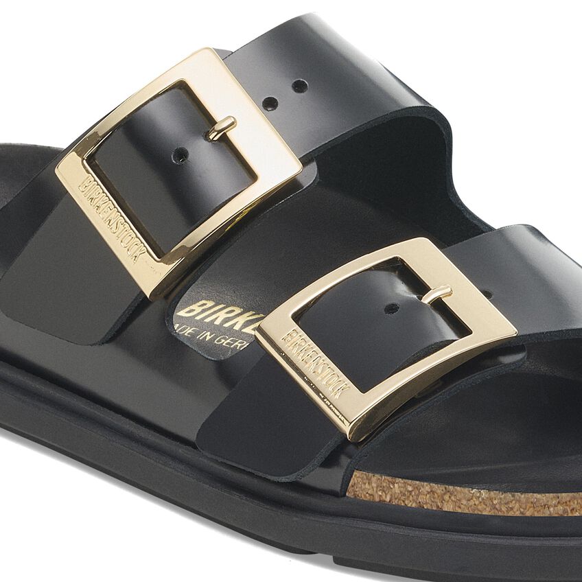 Arizona Droplet Buckle -  Black High Shine Leather||Arizona boucle droplet - Cuir noir très brillant