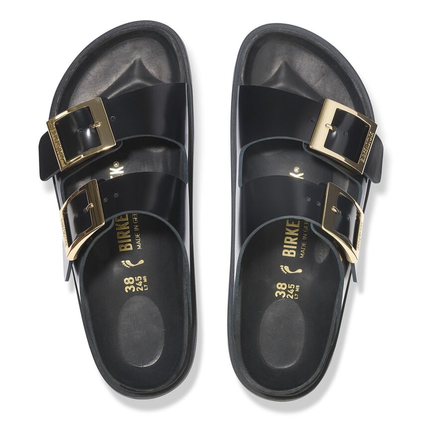 Arizona Droplet Buckle -  Black High Shine Leather||Arizona boucle droplet - Cuir noir très brillant