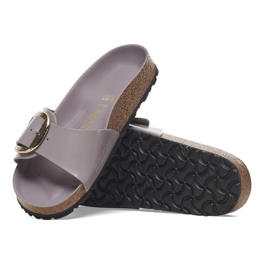Madrid Hammered Big Buckle - Faded Purple High Shine Leather||Madrid grosse boucle martelée - Cuir verni pourpre délavé
