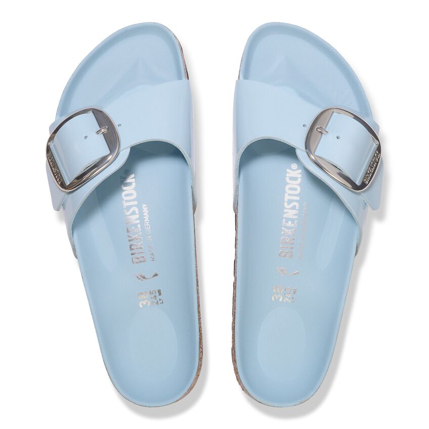 Madrid Big Buckle - High Shine Blue Leather||Madrid grosses boucles - Cuir bleu très brillant