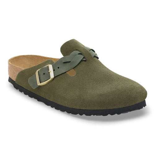 Boston Braided - Thyme Suede and Oiled Leather||Boston tressé - Suède et cuir huilé thym