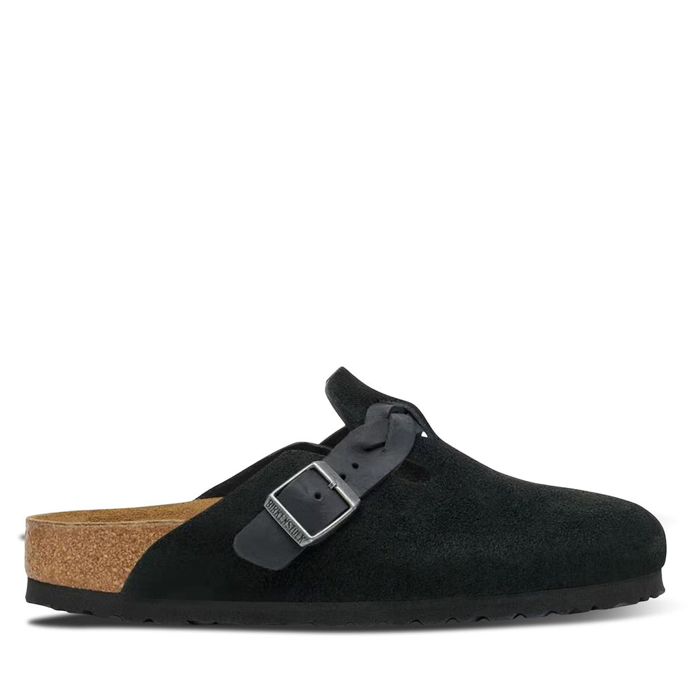 Boston Braided - Black Suede and Oiled Leather||Boston tressé - Suède et cuir huilé noir
