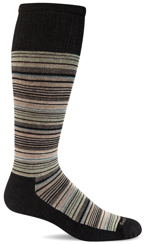 Sunset Stripe Knee-High - Black Moderate Compression (15-20mmHg)