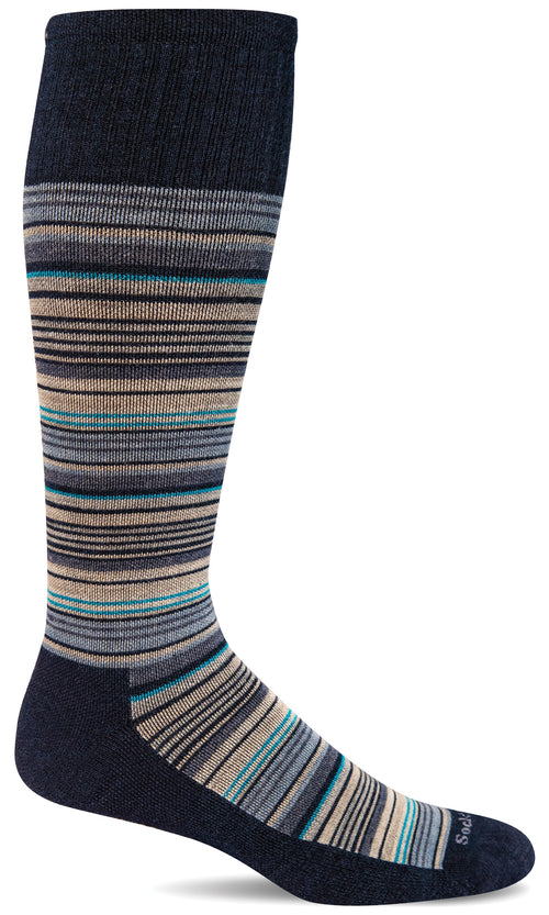 Sunset Stripe Knee-High - Navy Moderate Compression (15-20mmHg)