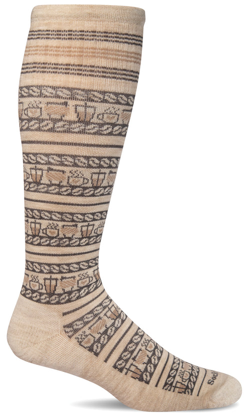 Latte Fairisle Knee-High Women - Barley Moderate Compression (15-20mmHg)