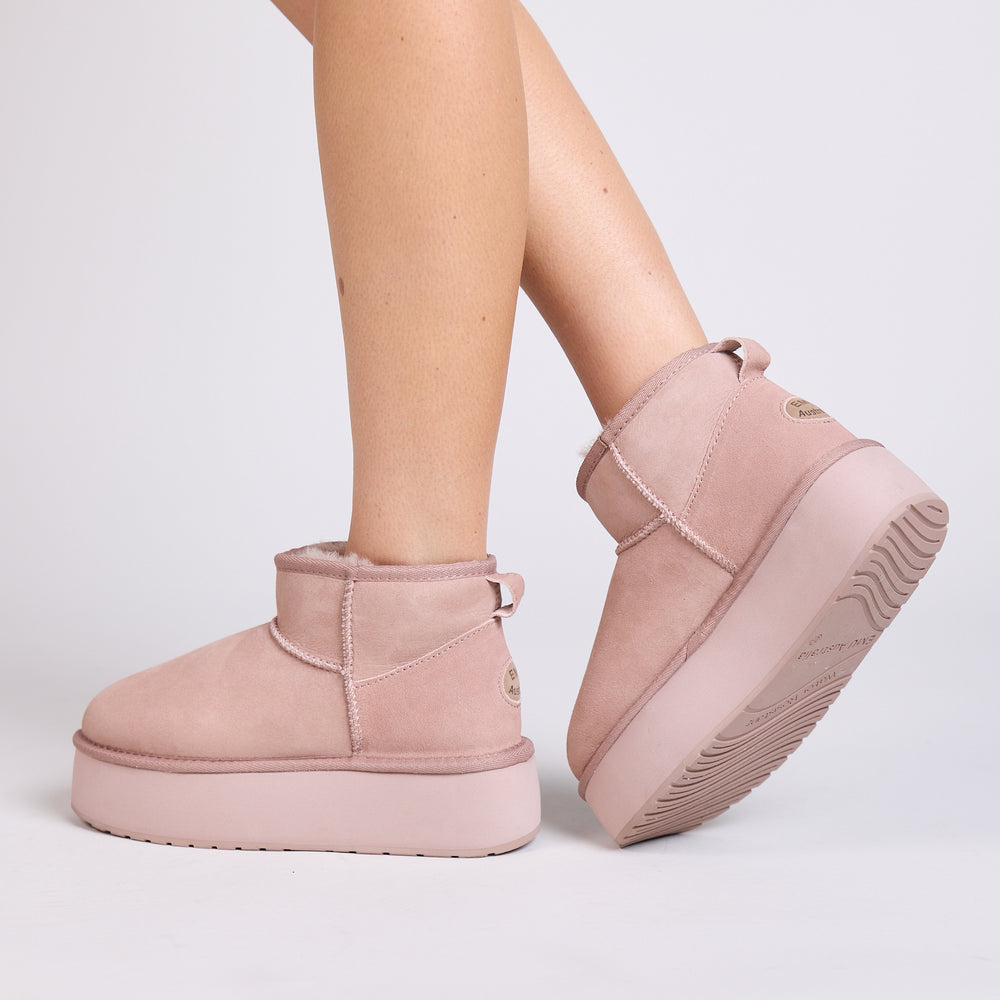 Stinger Micro Flatform - Cameo Rose Shearling||Stinger Micro Flatform - Fourrure rose caméo