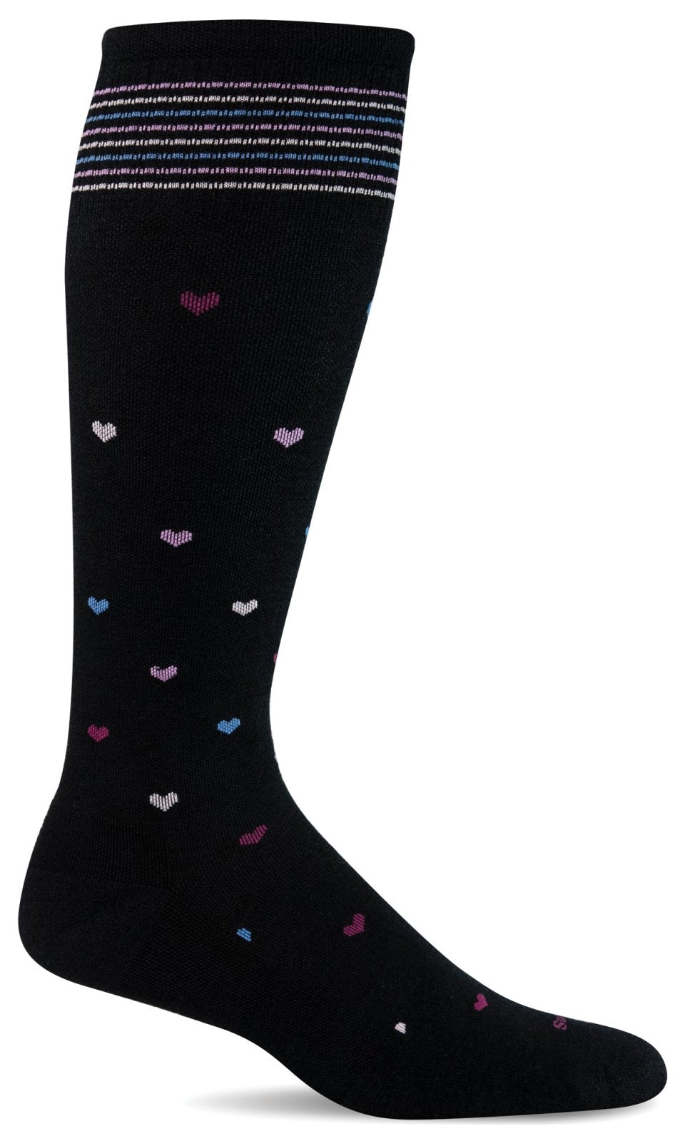 Full Heart Knee-High Women - Black Moderate Compression (15-20mmHg)