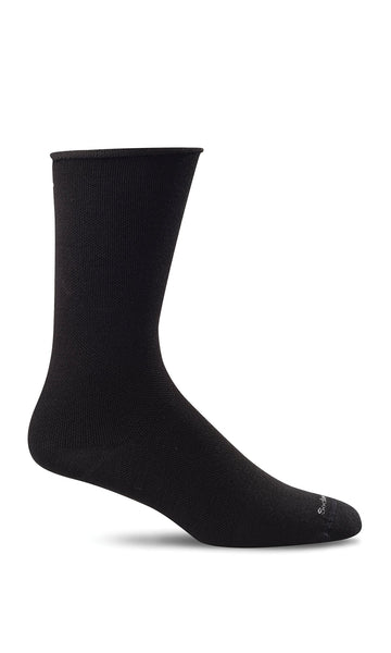 Plantar Ease Crew Women - Black Solid Plantar Relief