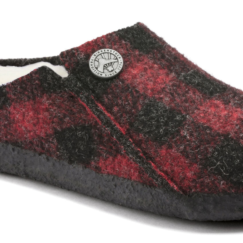 Zermatt Kids - Plaid Red Wool Felt Shearling||Zermatt pour enfants - Feutre de laine et fourrure écossais rouge