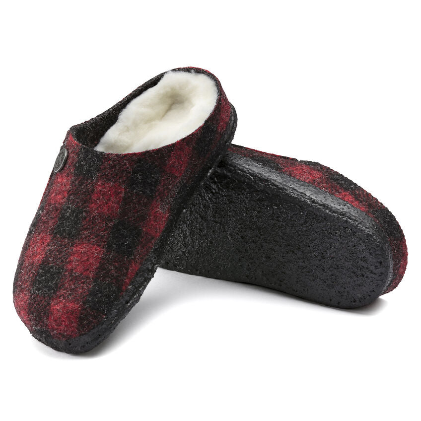 Zermatt Kids - Plaid Red Wool Felt Shearling||Zermatt pour enfants - Feutre de laine et fourrure écossais rouge