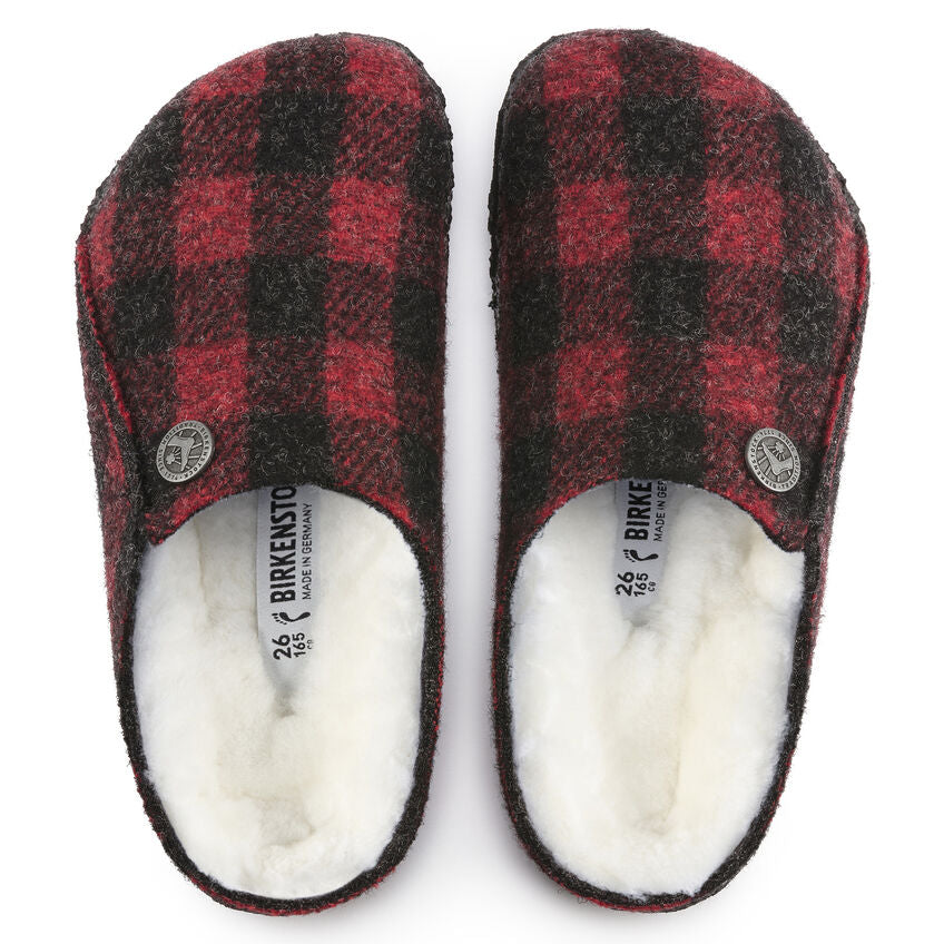 Zermatt Kids - Plaid Red Wool Felt Shearling||Zermatt pour enfants - Feutre de laine et fourrure écossais rouge
