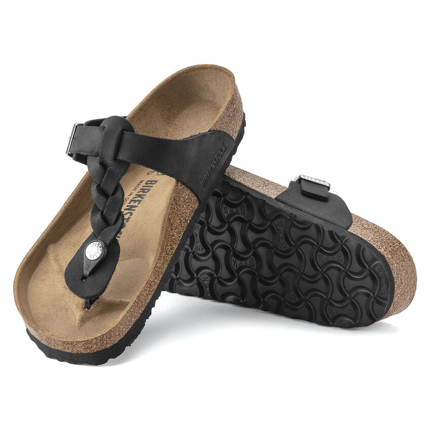 Gizeh Braided - Black Oiled Leather||Gizeh tressée -  Cuir huilé noir
