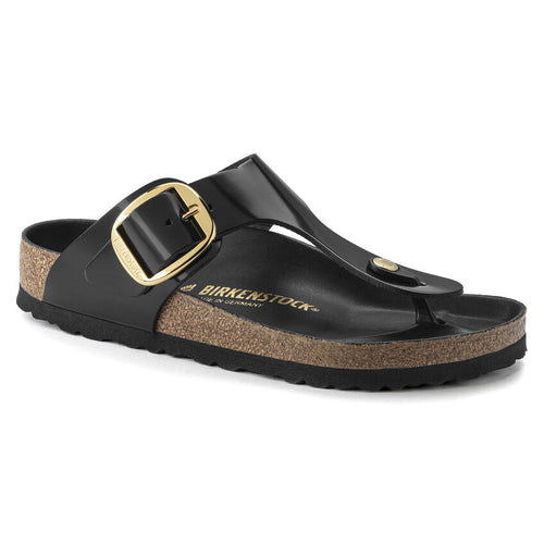 Gizeh Big Buckle - High Shine Black Leather||Gizeh grosses boucles - Cuir noir très brillant