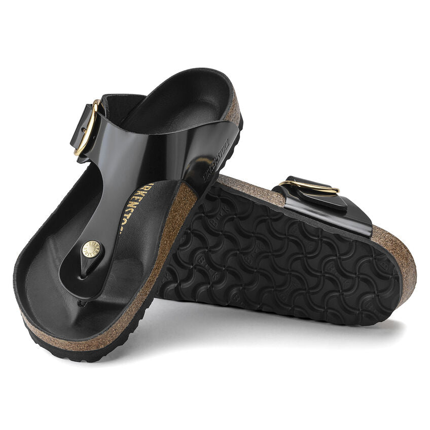 Gizeh Big Buckle - High Shine Black Leather||Gizeh grosses boucles - Cuir noir très brillant