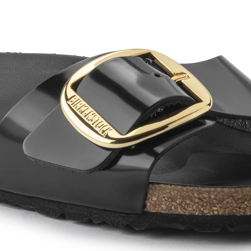 Madrid Big Buckle - High Shine Black Leather||Madrid grosses boucles - Cuir noir très brillant