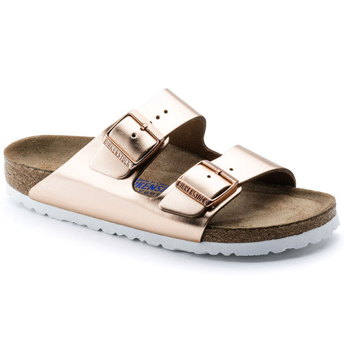 Arizona Soft - Metallic Copper Leather White Sole||Arizona assise plantaire souple - Cuir Métallique cuivre