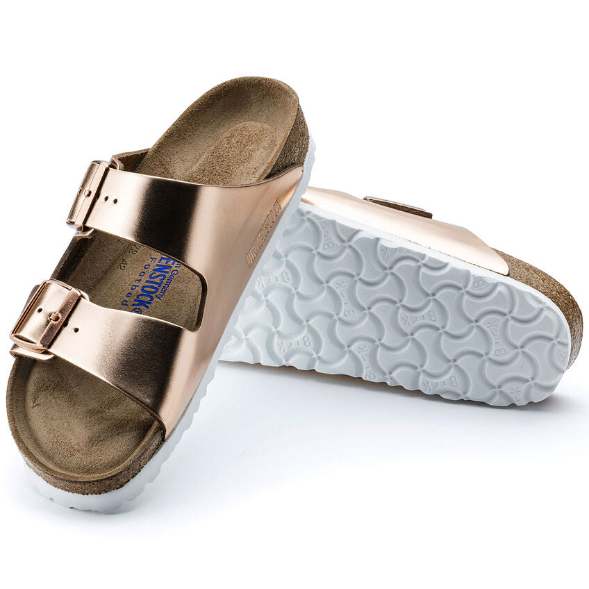 Arizona Soft - Metallic Copper Leather White Sole||Arizona assise plantaire souple - Cuir Métallique cuivre