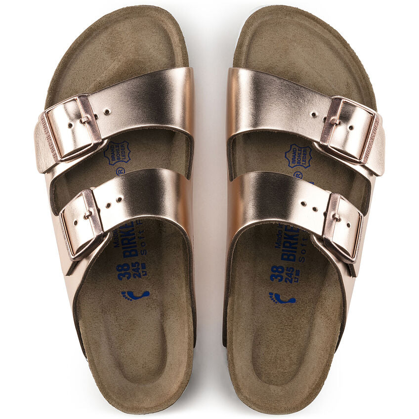 Arizona Soft - Metallic Copper Leather White Sole||Arizona assise plantaire souple - Cuir Métallique cuivre