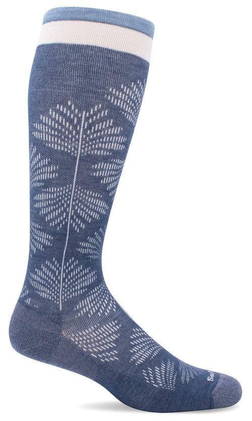 Full Floral Knee-High - Denim Moderate Compression (15-20mmHg)