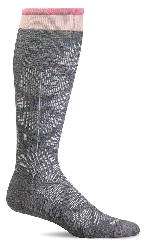Full Floral Knee-High Women - Charcoal Moderate Compression (15-20mmHg)