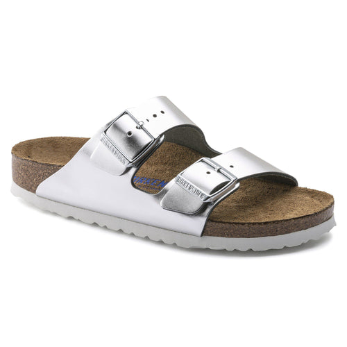 Arizona Soft - Metallic Silver Natural Leather||Arizona assise plantaire souple - Cuir Métallique argent
