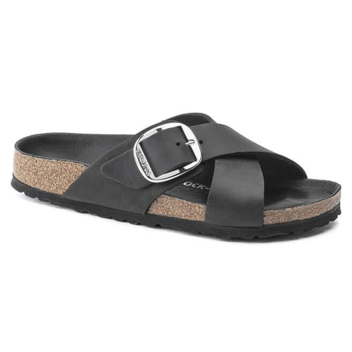 Siena Big Buckle - Black Oiled Leather||Siena Big Buckle - Cuir huilé noir