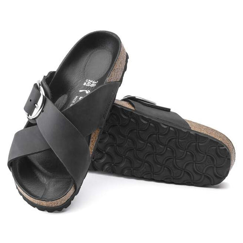 Siena Big Buckle - Black Oiled Leather||Siena Big Buckle - Cuir huilé noir