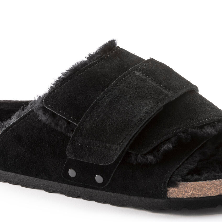BIRKENSTOCK Kyoto Shearling サンダル 370 Kyoto Shearling Suede Leather in Color Black | BIRKENSTOCK