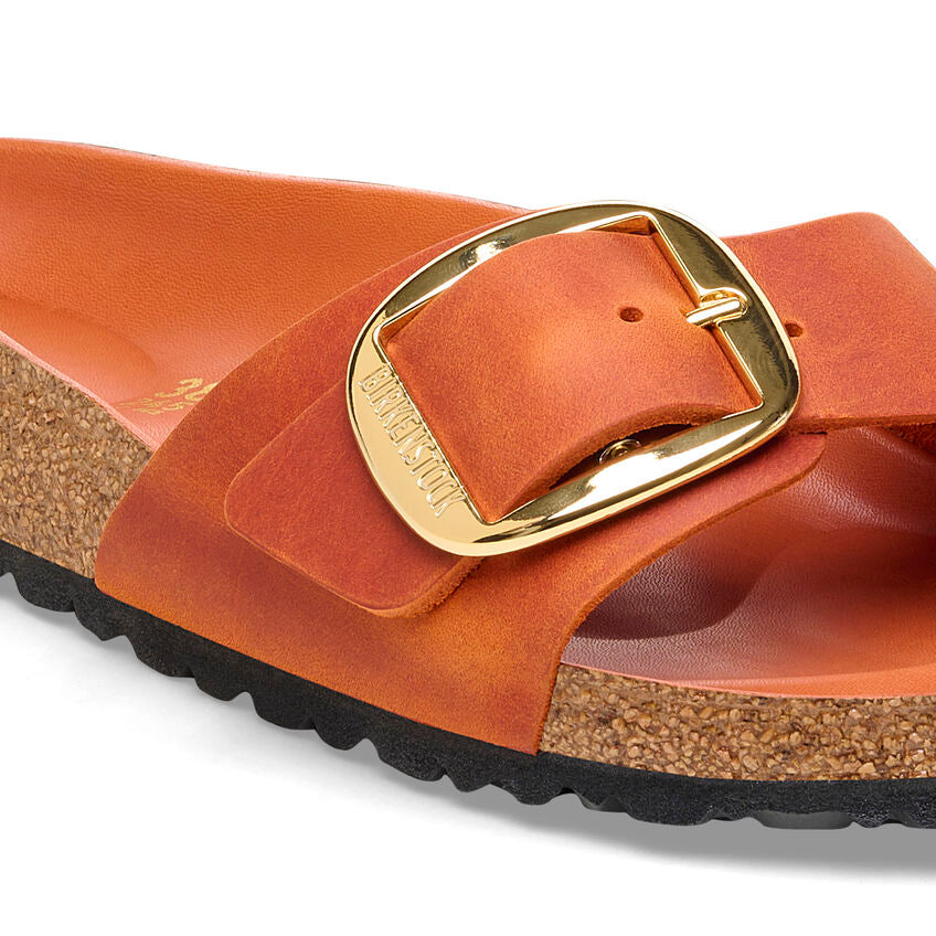 Madrid Big Buckle - Burnt Orange Oiled Leather||Madrid Grosses Boucles - Cuir huilé orange brûlé