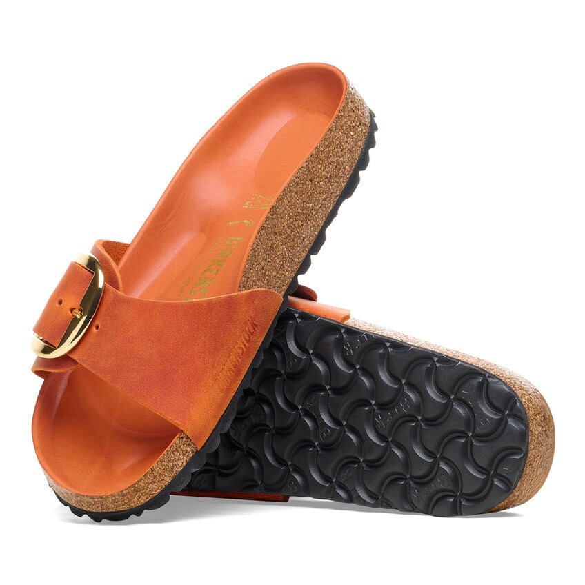 Madrid Big Buckle - Burnt Orange Oiled Leather||Madrid Grosses Boucles - Cuir huilé orange brûlé