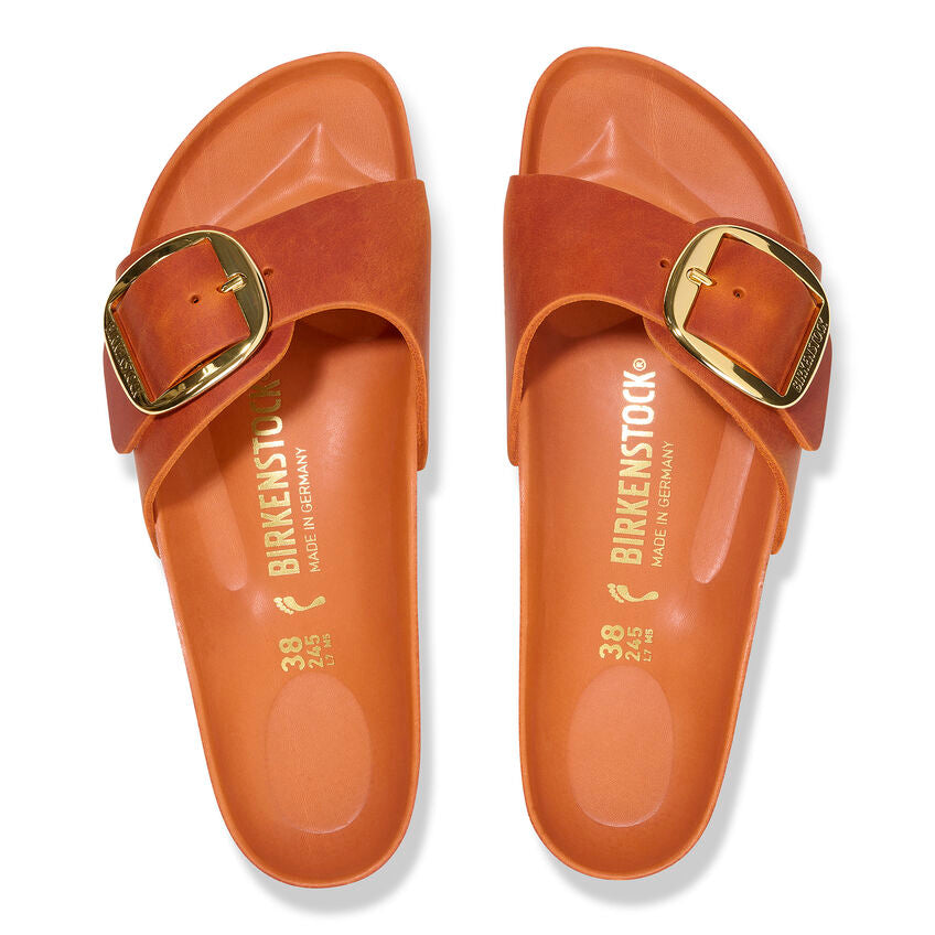 Madrid Big Buckle - Burnt Orange Oiled Leather||Madrid Grosses Boucles - Cuir huilé orange brûlé