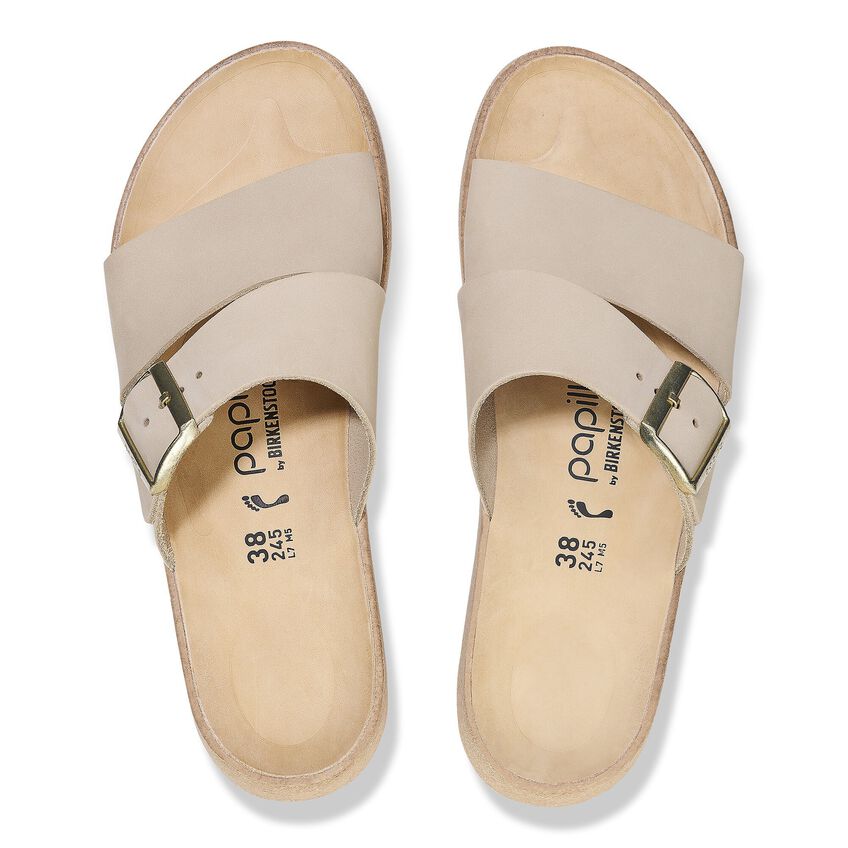 Almina - Warm Sandcastle Nubuck Leather||Almina - Cuir nubuck château de sable chaud