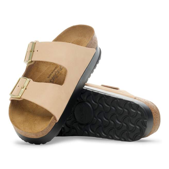Arizona Platform- Sandcastle Nubuck Leather||Arizona Platform - Cuir nubuck château de sable