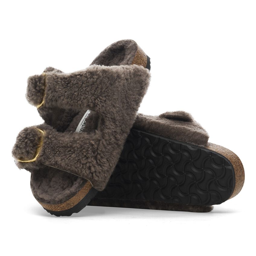 Arizona Big Buckle Teddy - Concrete Gray Shearling||Arizona grosses boucles peluche - Fourrure gris ciment