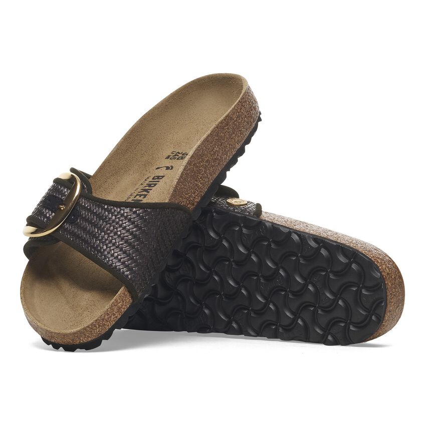 Madrid Big Buckle - Black Raffia||Madrid Grosses Boucles - Raffia noir