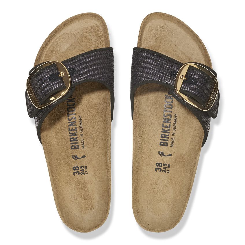 Madrid Big Buckle - Black Raffia||Madrid Grosses Boucles - Raffia noir