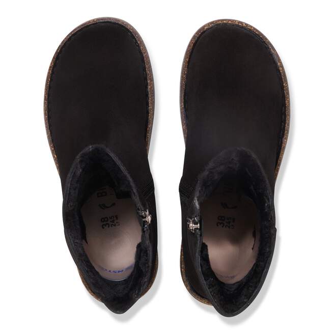 Uppsala Zip - Black Suede Shearling||Uppsala Zip - Suède fourrure noir