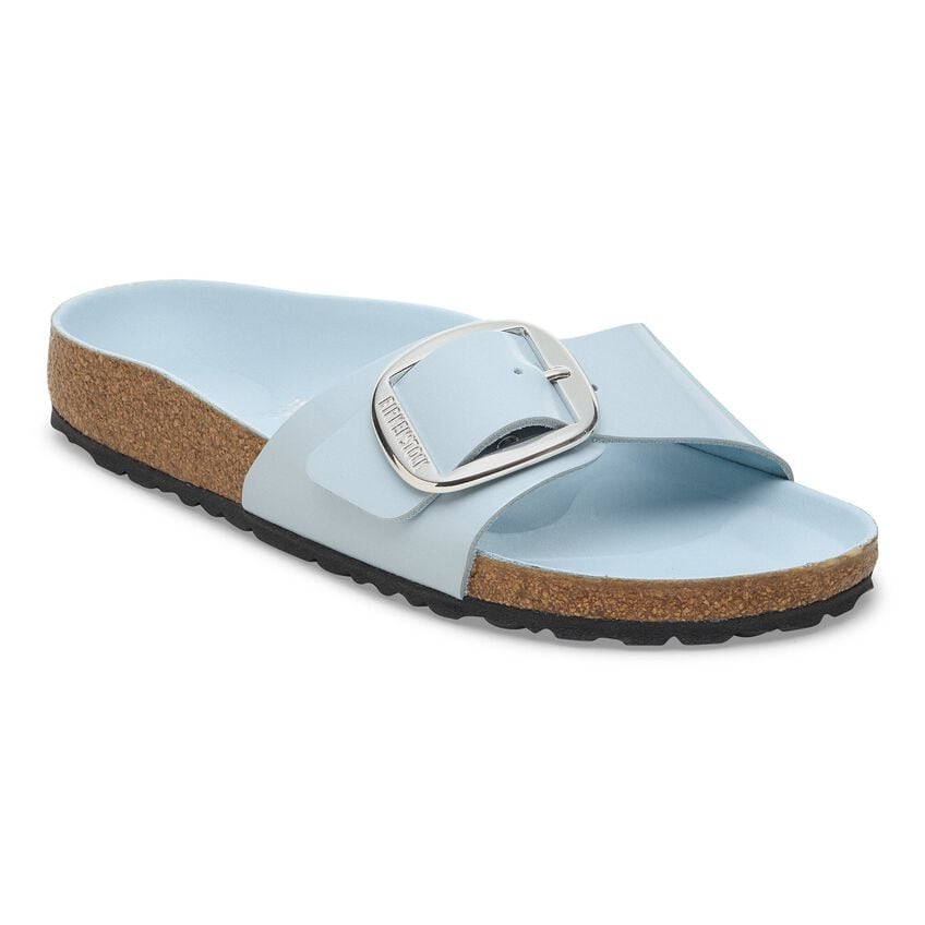 Madrid Big Buckle - High Shine Blue Leather||Madrid grosses boucles - Cuir bleu très brillant