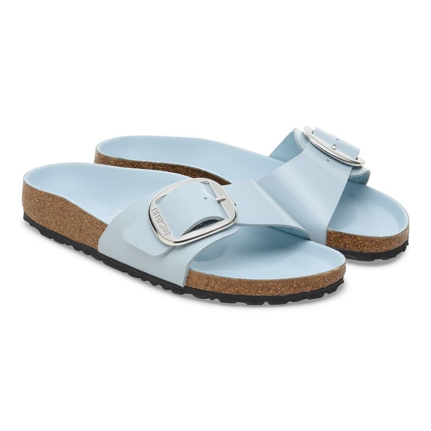 Madrid Big Buckle - High Shine Blue Leather||Madrid grosses boucles - Cuir bleu très brillant