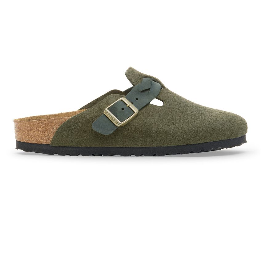 Boston Braided - Thyme Suede and Oiled Leather||Boston tressé - Suède et cuir huilé thym