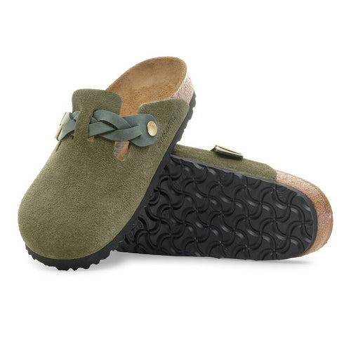 Boston Braided - Thyme Suede and Oiled Leather||Boston tressé - Suède et cuir huilé thym