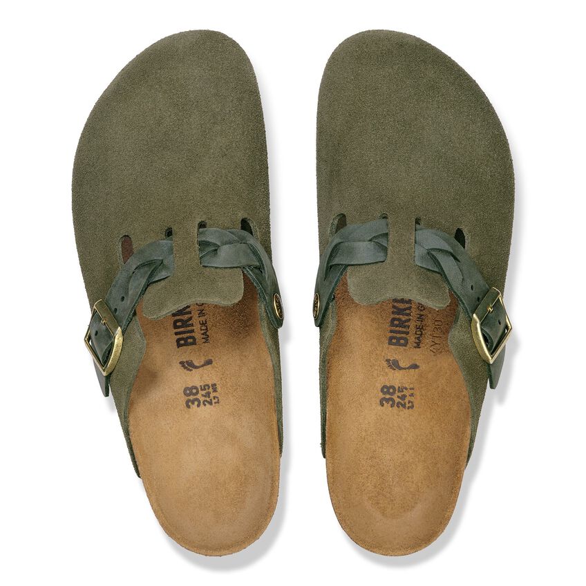 Boston Braided - Thyme Suede and Oiled Leather||Boston tressé - Suède et cuir huilé thym