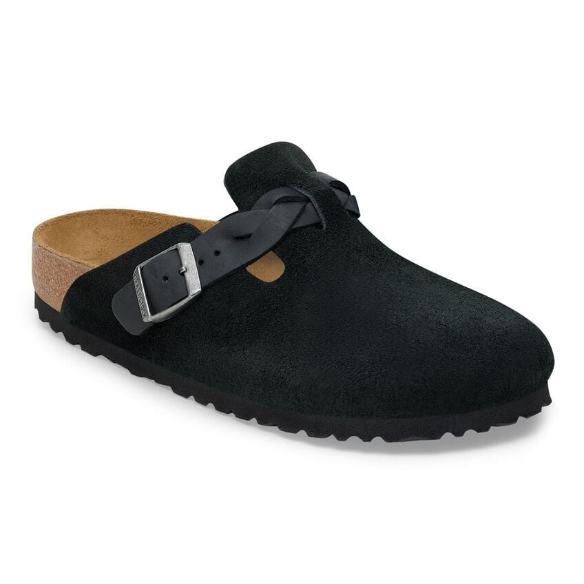 Boston Braided - Black Suede and Oiled Leather||Boston tressé - Suède et cuir huilé noir