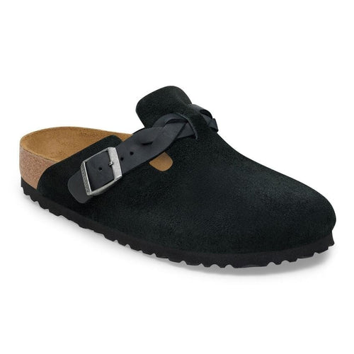 Boston Braided - Black Suede and Oiled Leather||Boston tressé - Suède et cuir huilé noir