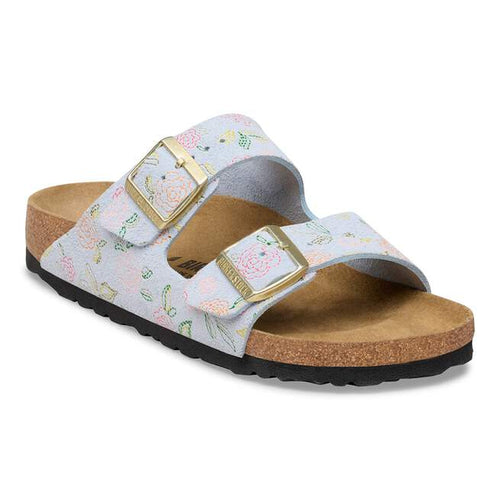 Arizona - Baby Blue Flower Print Suede||Arizona - Suède bleu pâle imprimé fleuri